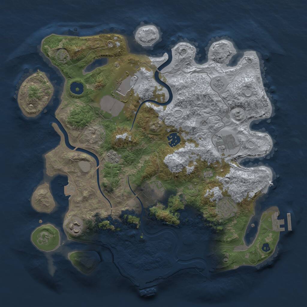Rust Map: Procedural Map, Size: 3500, Seed: 75312868, 13 Monuments