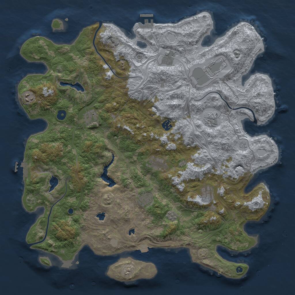 Rust Map: Procedural Map, Size: 4500, Seed: 288966612, 16 Monuments
