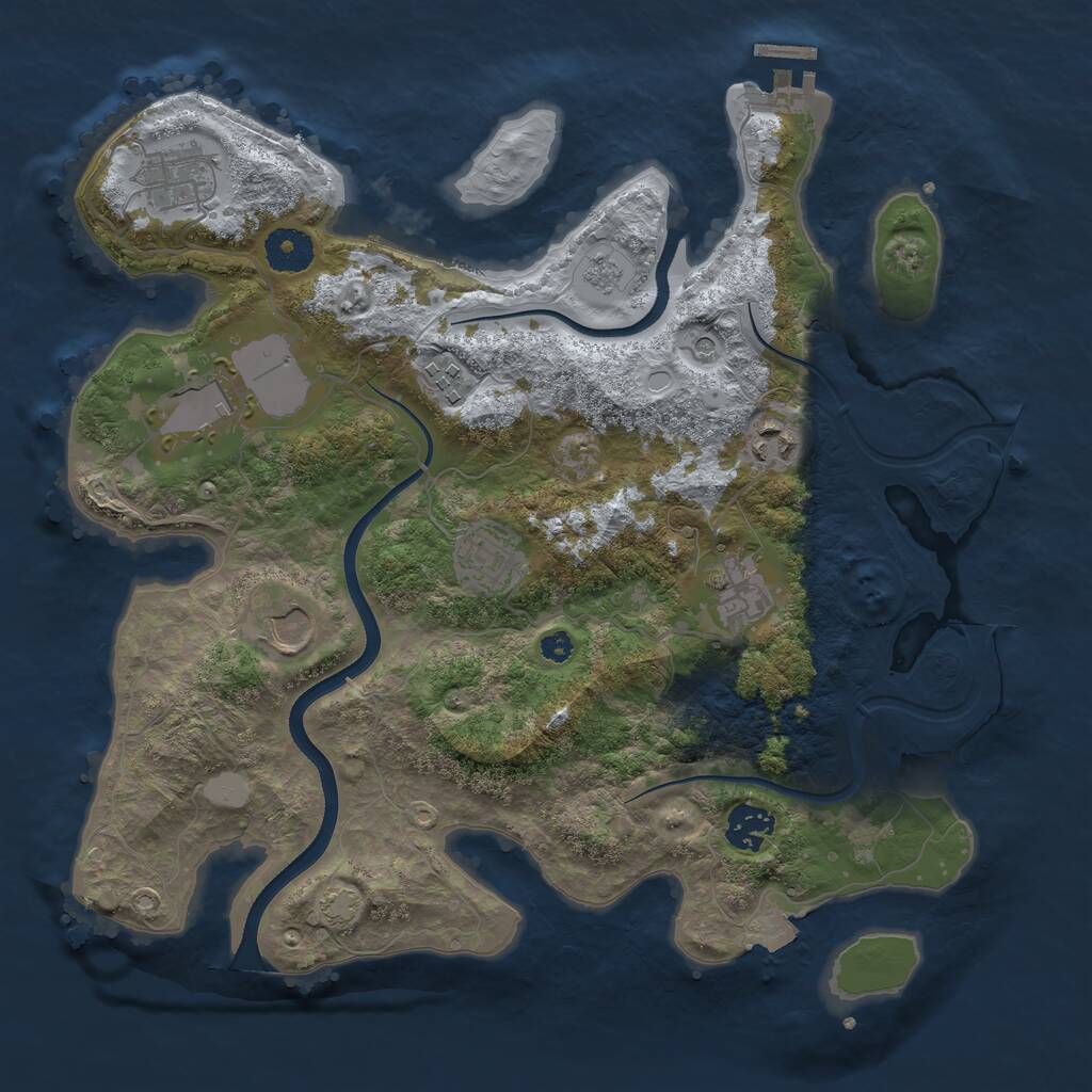 Rust Map: Procedural Map, Size: 3500, Seed: 126118183, 13 Monuments