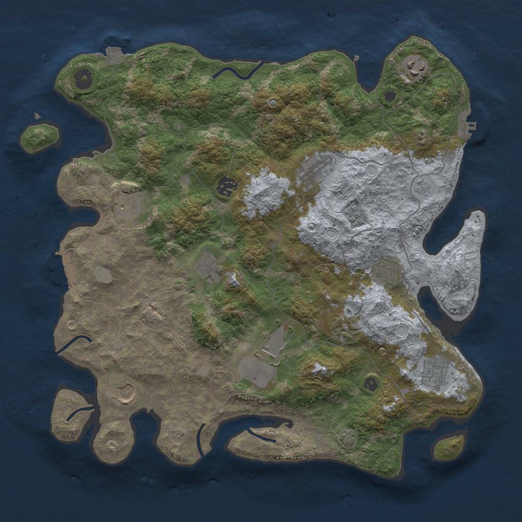 Rust Map: Procedural Map, Size: 3950, Seed: 2095865787, 18 Monuments