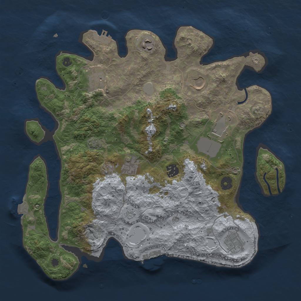 Rust Map: Procedural Map, Size: 3500, Seed: 898485718, 15 Monuments