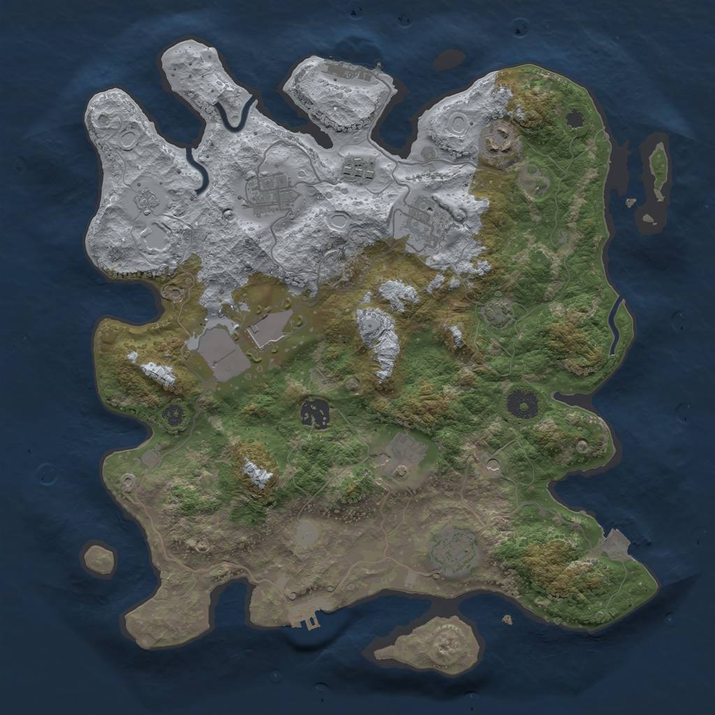 Rust Map: Procedural Map, Size: 3500, Seed: 12312023, 16 Monuments