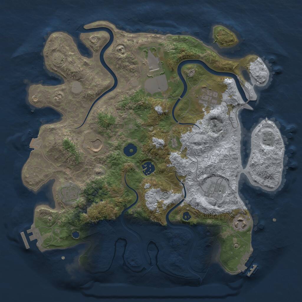 Rust Map: Procedural Map, Size: 3500, Seed: 56325253, 13 Monuments