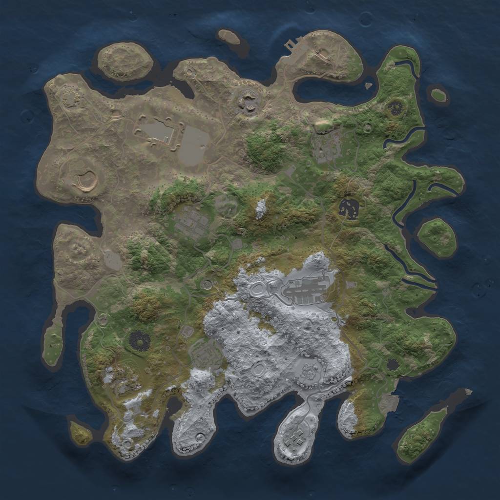 Rust Map: Procedural Map, Size: 3500, Seed: 1060630229, 17 Monuments