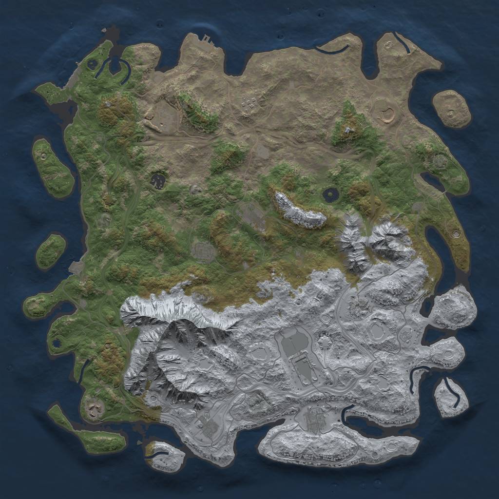 Rust Map: Procedural Map, Size: 5000, Seed: 3344, 19 Monuments