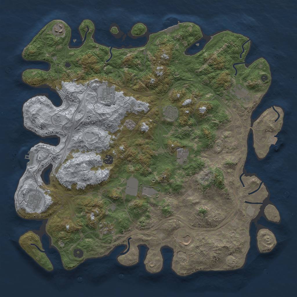 Rust Map: Procedural Map, Size: 4500, Seed: 1219456694, 19 Monuments