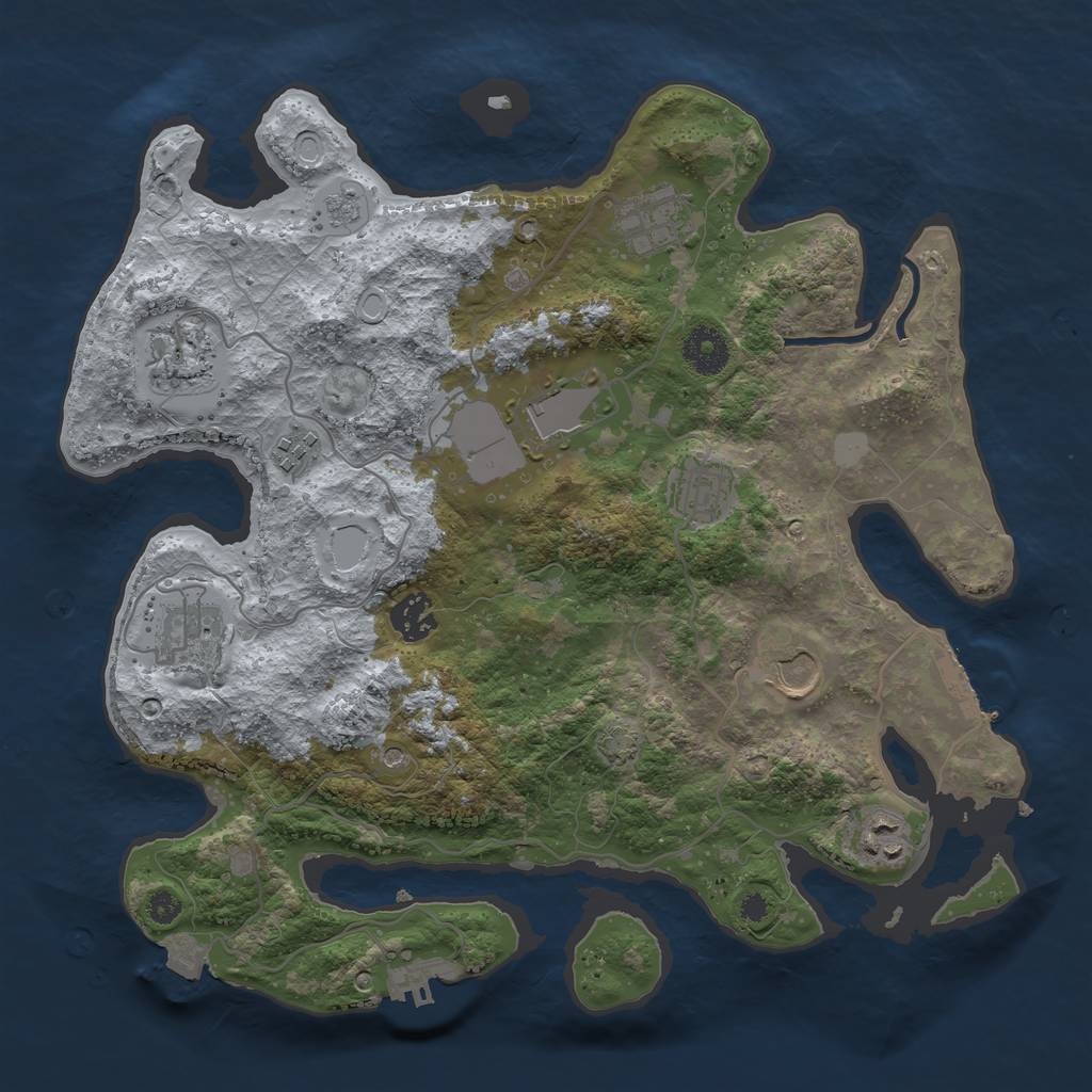 Rust Map: Procedural Map, Size: 3500, Seed: 1065638709, 17 Monuments