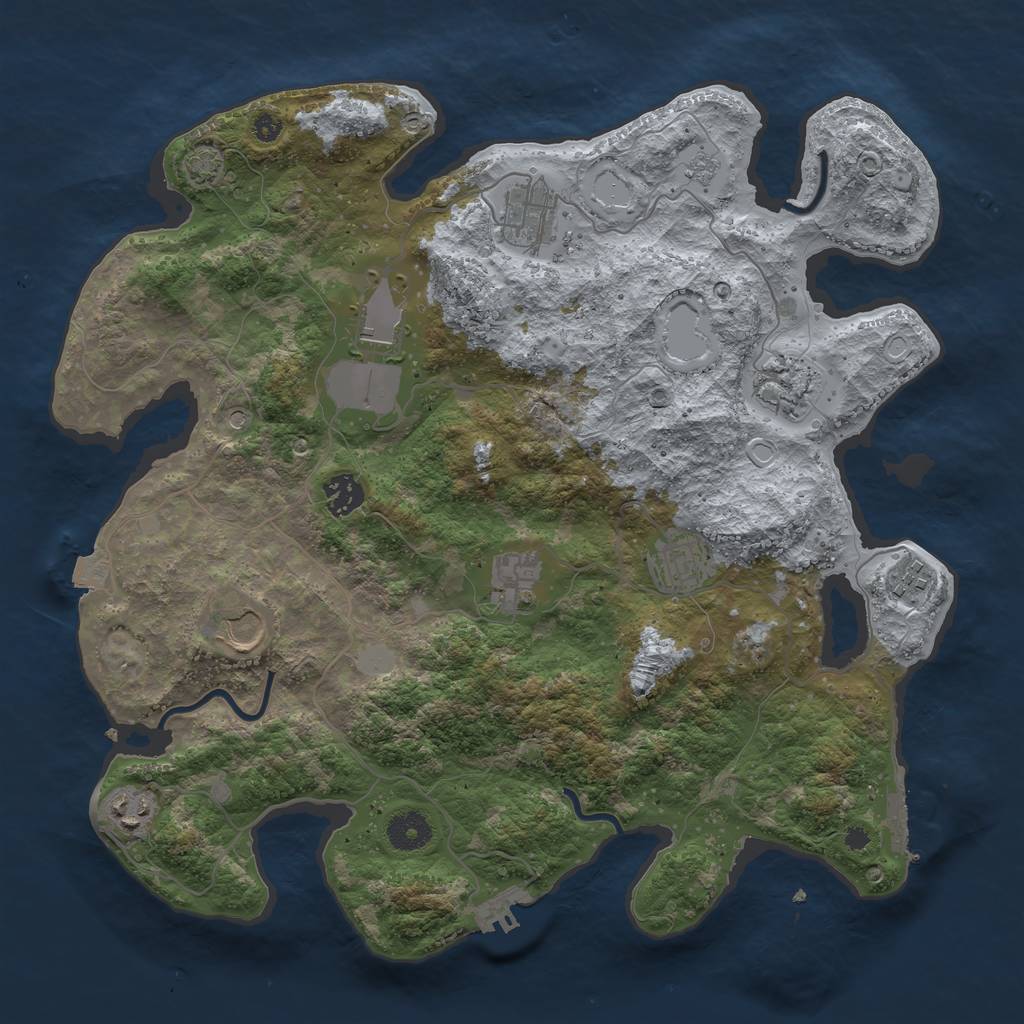 Rust Map: Procedural Map, Size: 3750, Seed: 27832827, 17 Monuments