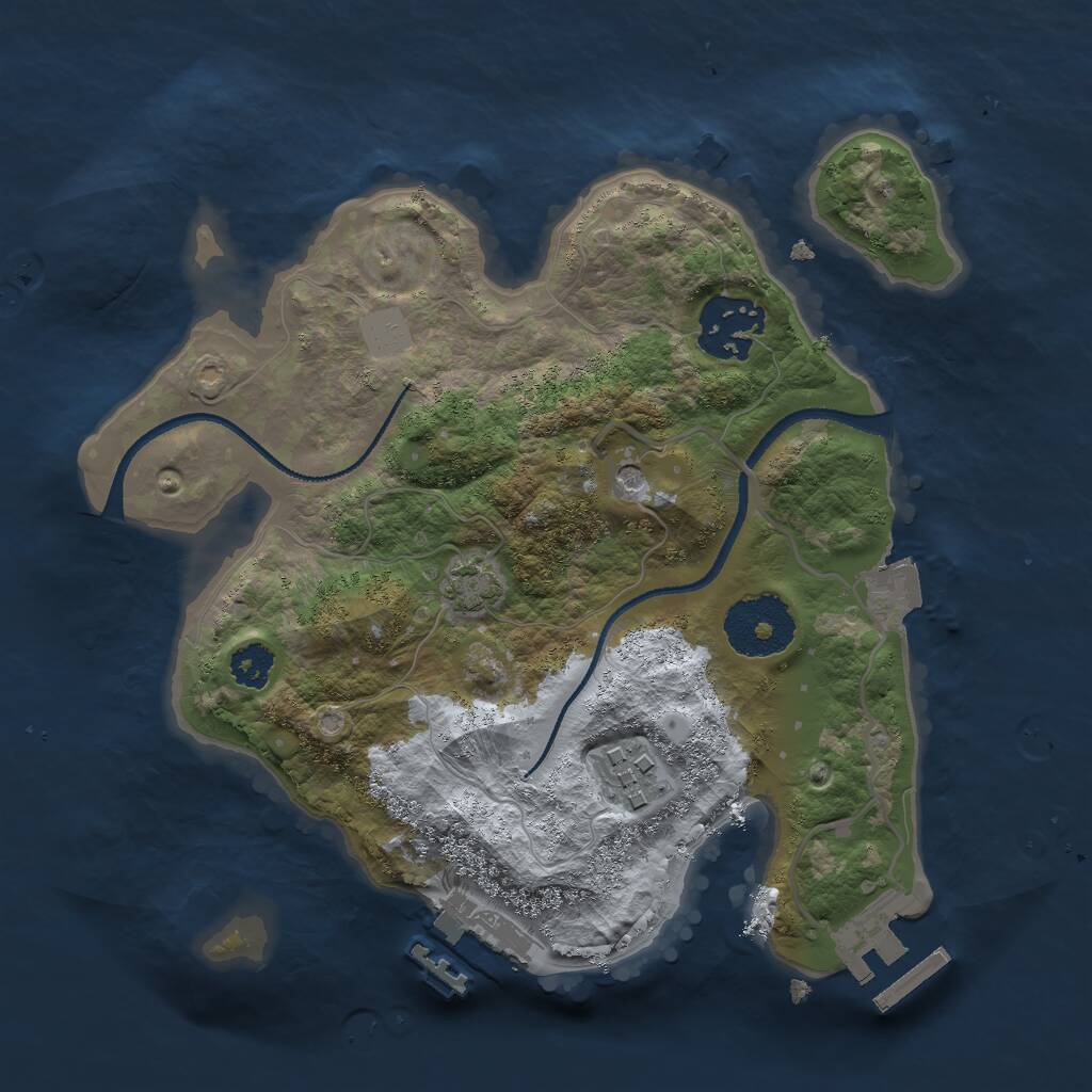 Rust Map: Procedural Map, Size: 2500, Seed: 83343, 7 Monuments