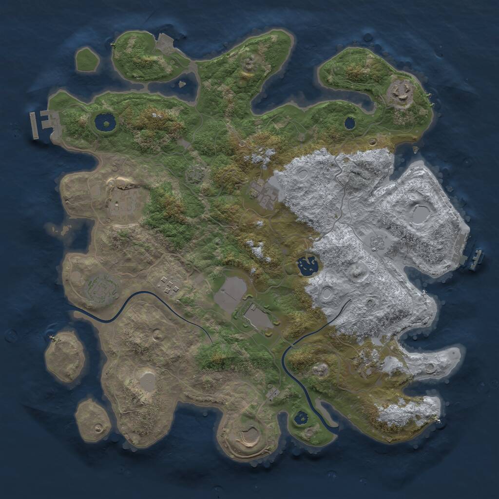 Rust Map: Procedural Map, Size: 3700, Seed: 1222230666, 14 Monuments