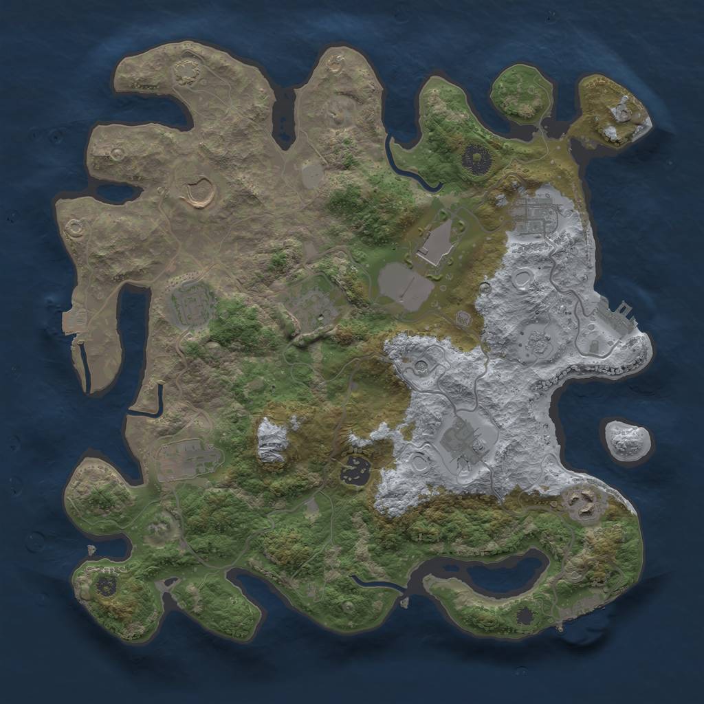 Rust Map: Procedural Map, Size: 3500, Seed: 17630547, 17 Monuments