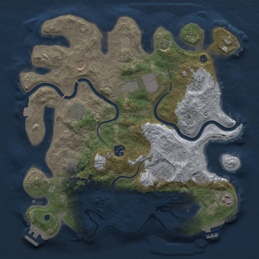 Rust Map: Procedural Map, Size: 3500, Seed: 17630547, 15 Monuments
