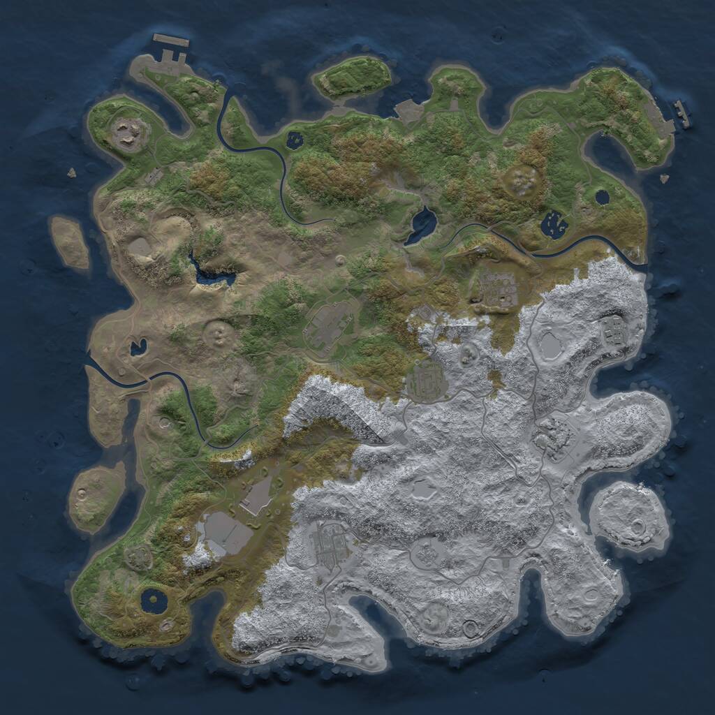 Rust Map: Procedural Map, Size: 4050, Seed: 1861605056, 15 Monuments