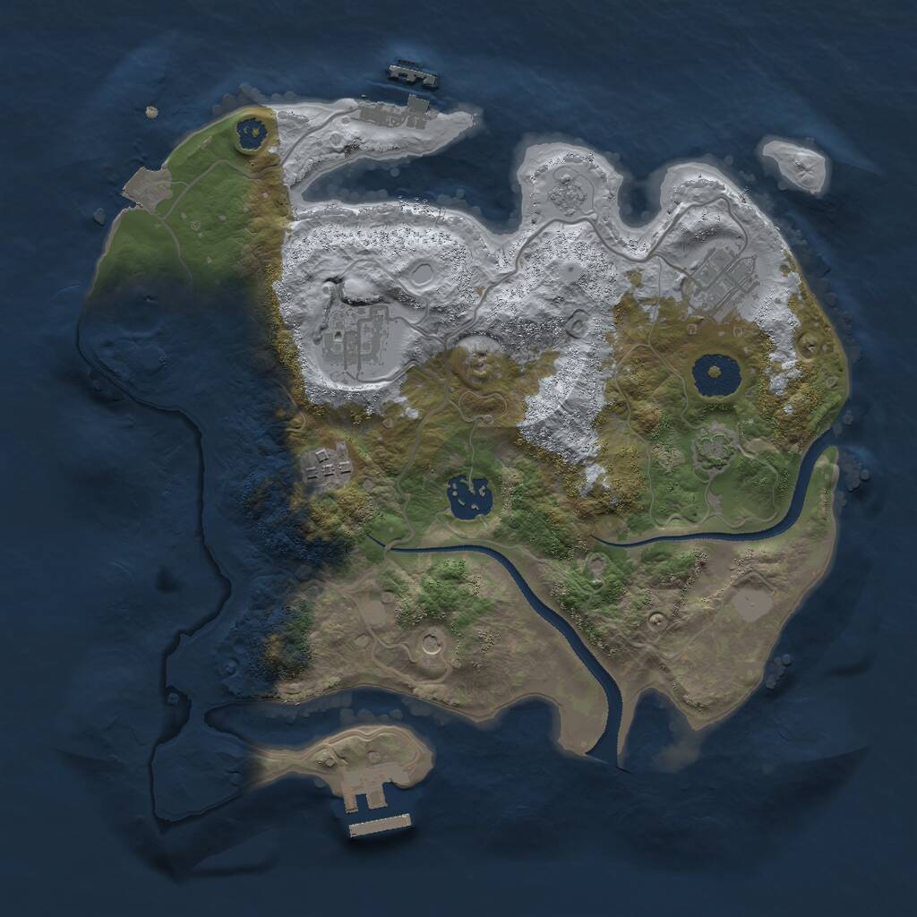 Rust Map: Procedural Map, Size: 3000, Seed: 1140855147, 10 Monuments