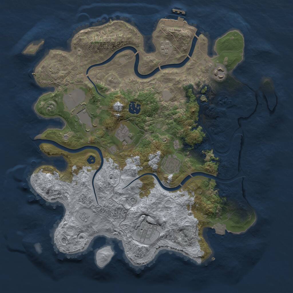 Rust Map: Procedural Map, Size: 3500, Seed: 714744386, 12 Monuments