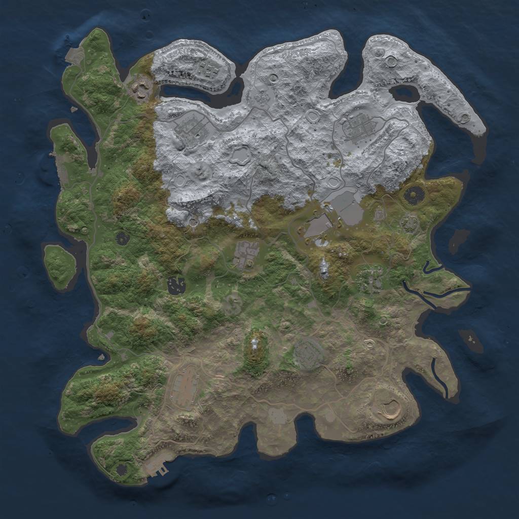 Rust Map: Procedural Map, Size: 4000, Seed: 1672495538, 19 Monuments