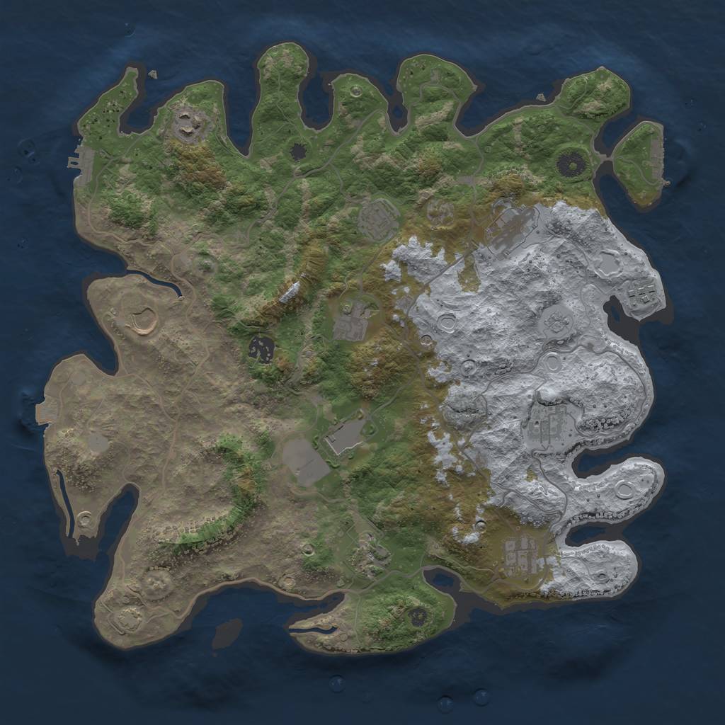 Rust Map: Procedural Map, Size: 4000, Seed: 518037659, 19 Monuments