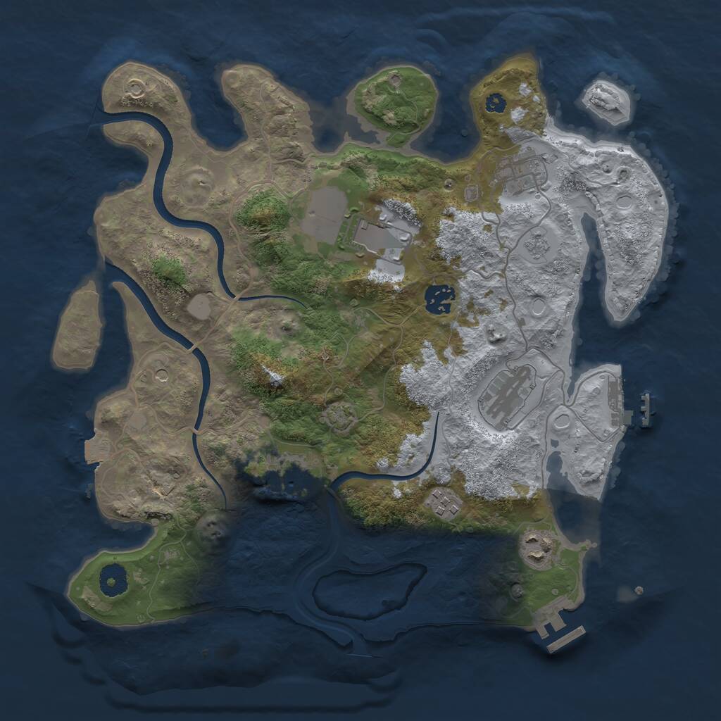 Rust Map: Procedural Map, Size: 3500, Seed: 74374234, 13 Monuments