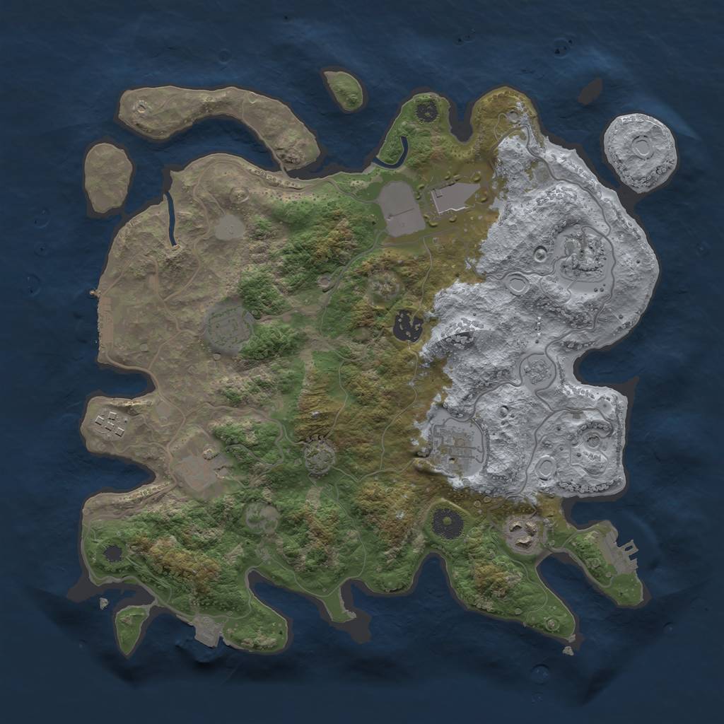 Rust Map: Procedural Map, Size: 3500, Seed: 1335454280, 16 Monuments