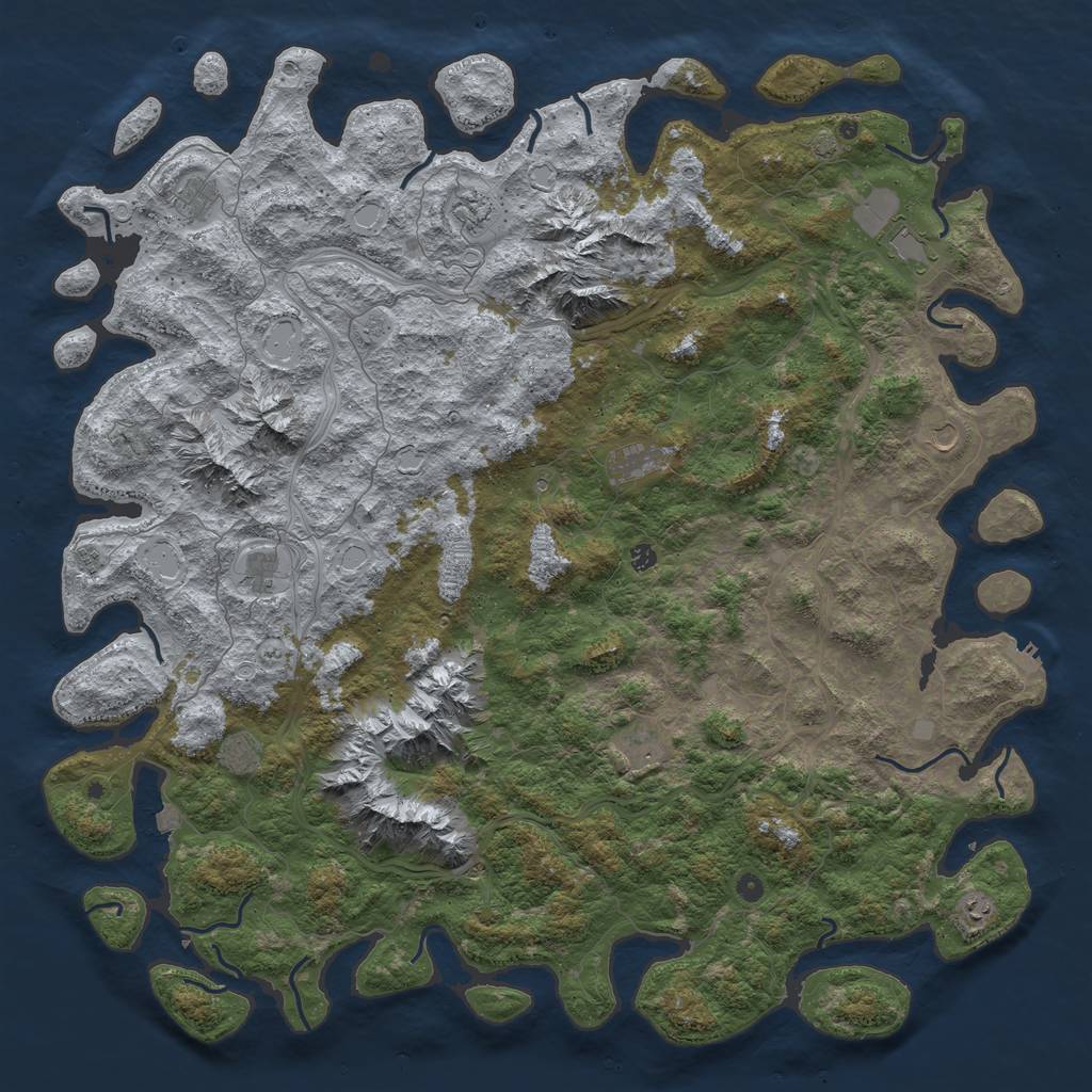 Rust Map: Procedural Map, Size: 6000, Seed: 943378652, 18 Monuments
