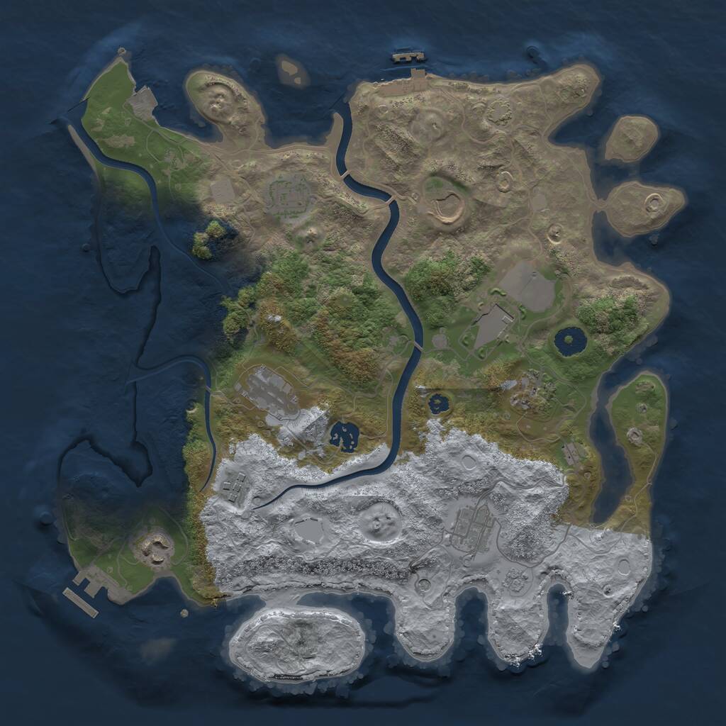 Rust Map: Procedural Map, Size: 3600, Seed: 10302, 15 Monuments