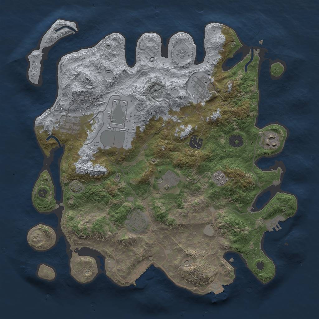 Rust Map: Procedural Map, Size: 3500, Seed: 226292843, 16 Monuments