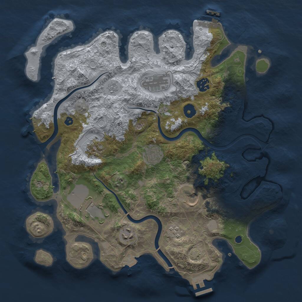 Rust Map: Procedural Map, Size: 3500, Seed: 226292843, 14 Monuments