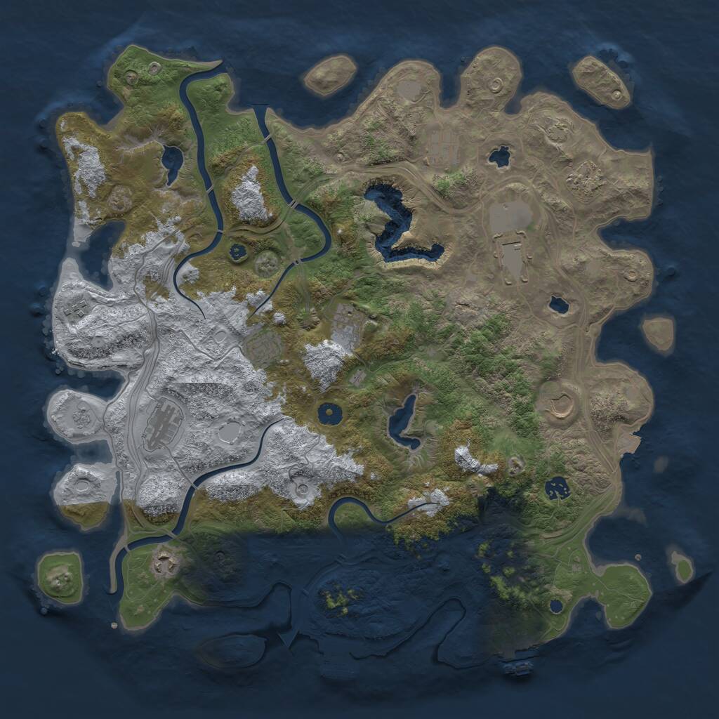 Rust Map: Procedural Map, Size: 4500, Seed: 1124603494, 16 Monuments