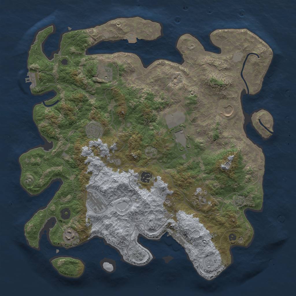 Rust Map: Procedural Map, Size: 4000, Seed: 65199, 17 Monuments