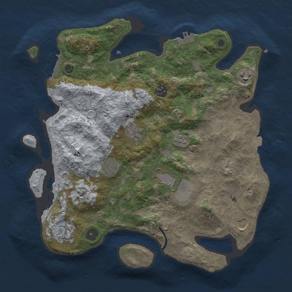 Rust Map: Procedural Map, Size: 3600, Seed: 69085927, 16 Monuments