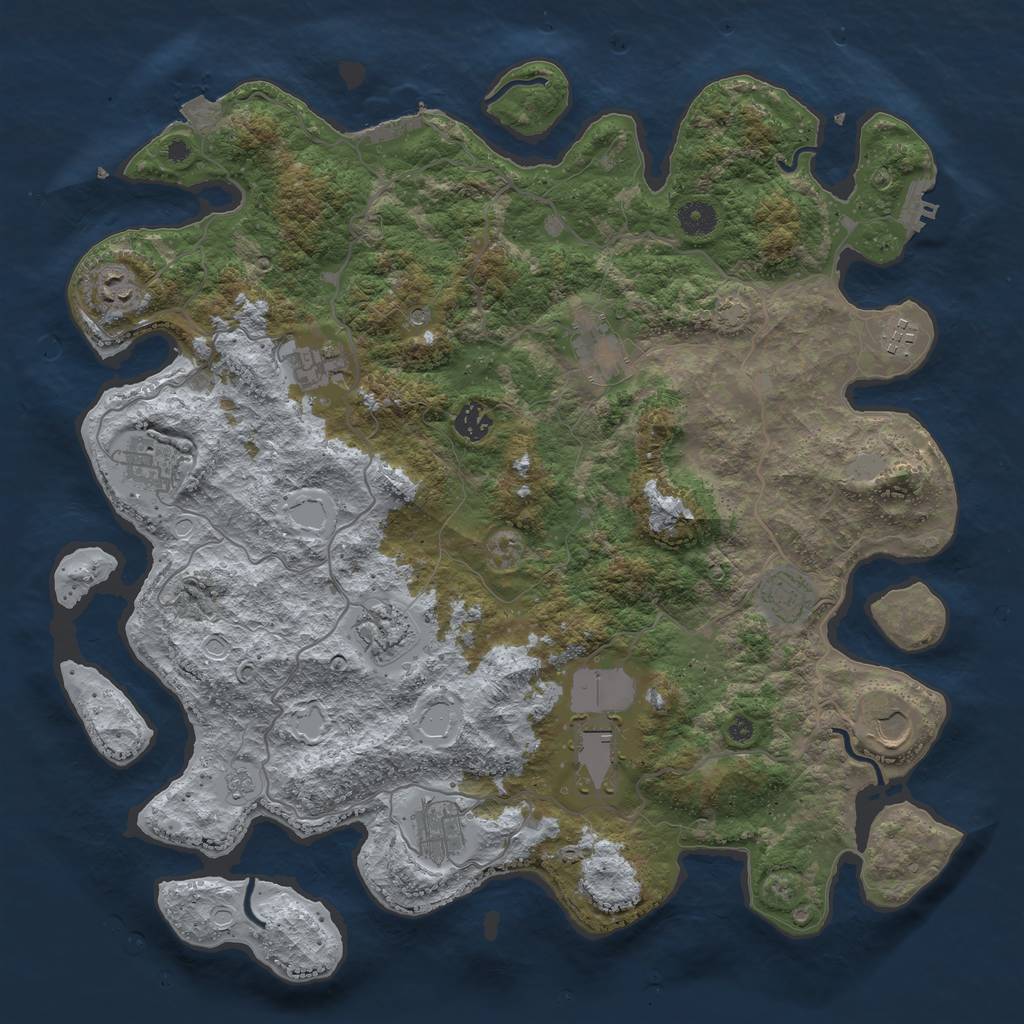 Rust Map: Procedural Map, Size: 4200, Seed: 1044859194, 19 Monuments