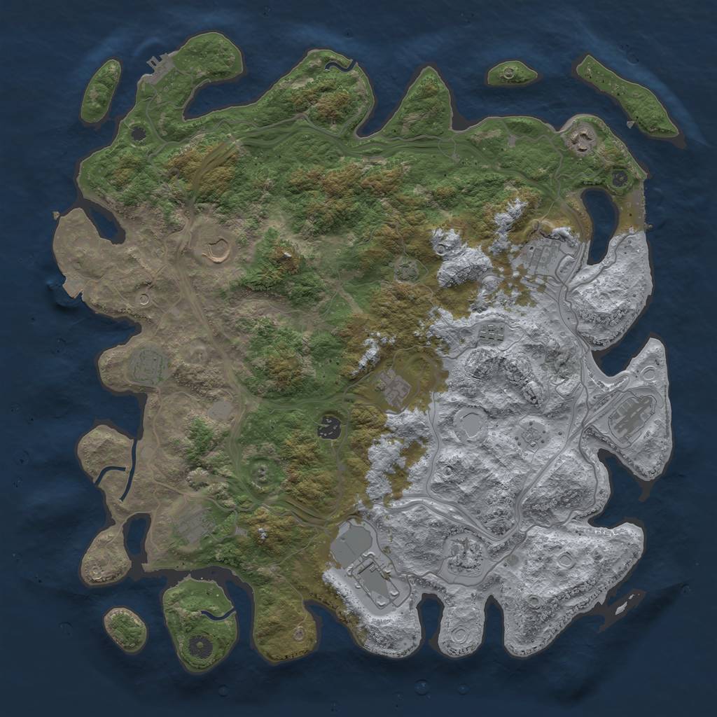 Rust Map: Procedural Map, Size: 4500, Seed: 1203022451, 19 Monuments