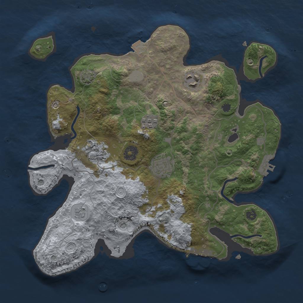 Rust Map: Procedural Map, Size: 3000, Seed: 132456, 12 Monuments