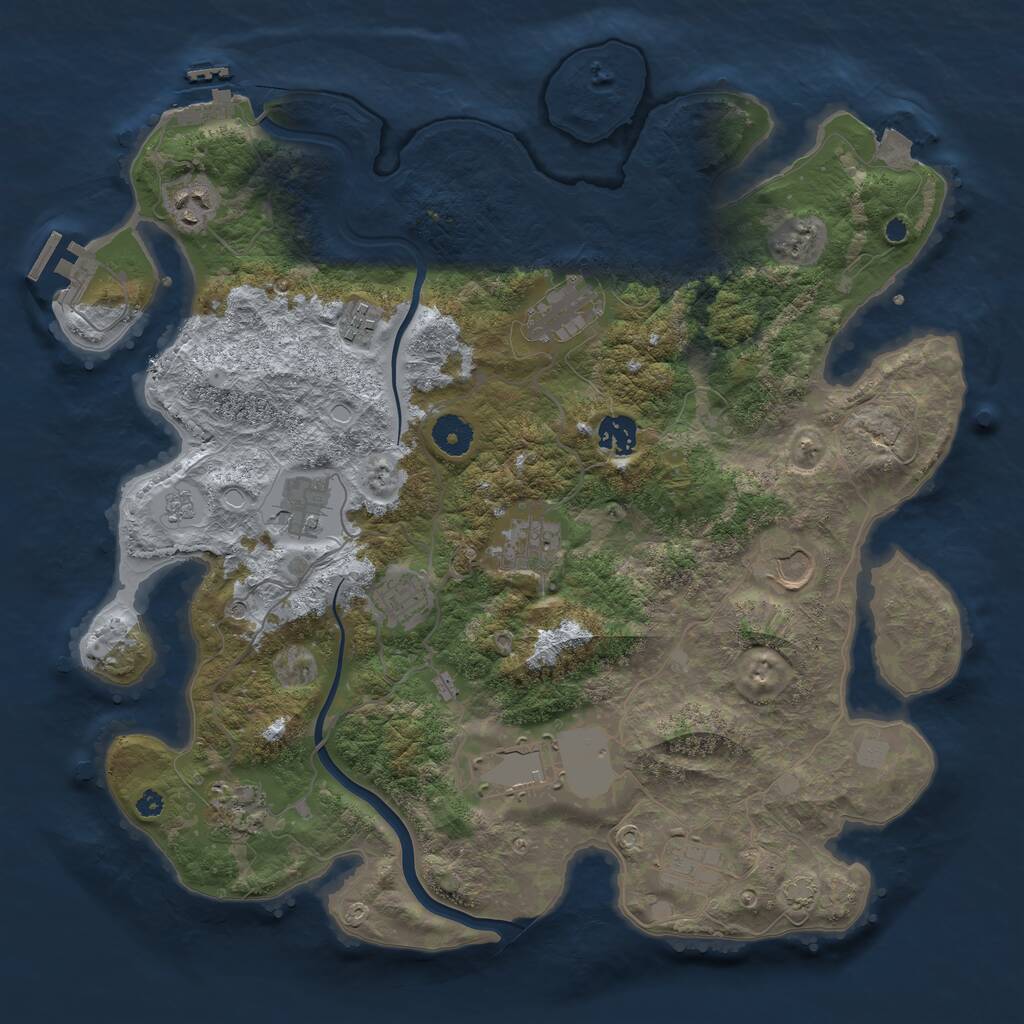 Rust Map: Procedural Map, Size: 3850, Seed: 739124760, 17 Monuments