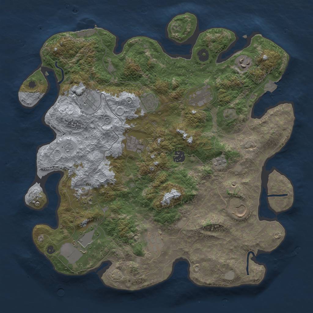 Rust Map: Procedural Map, Size: 3850, Seed: 739124760, 18 Monuments