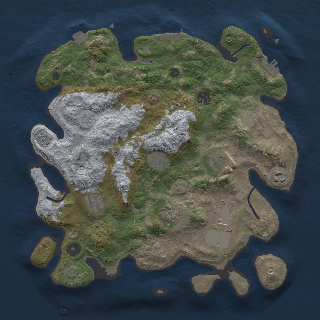 Rust Map: Procedural Map, Size: 3500, Seed: 1551166, 16 Monuments