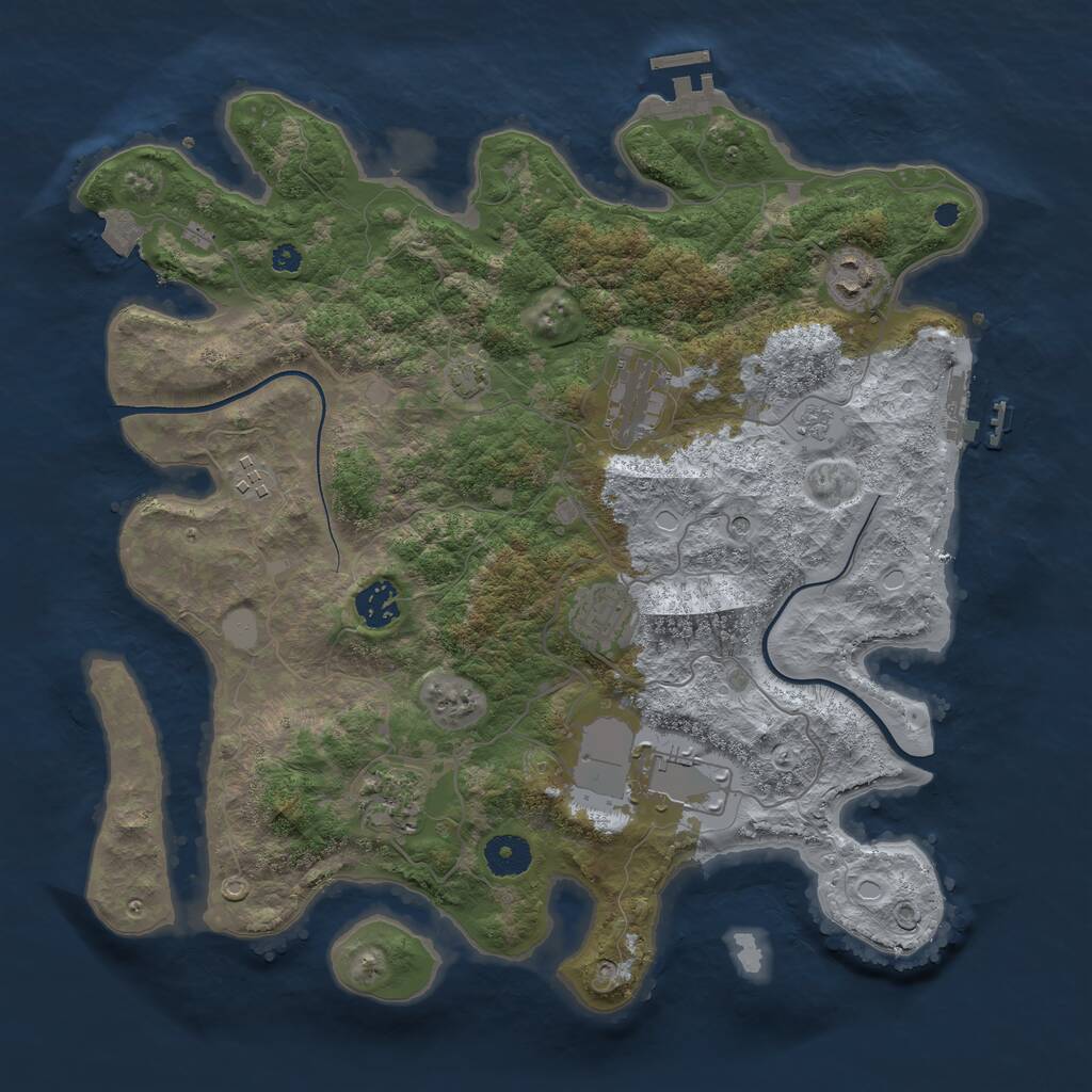 Rust Map: Procedural Map, Size: 3700, Seed: 647519972, 13 Monuments