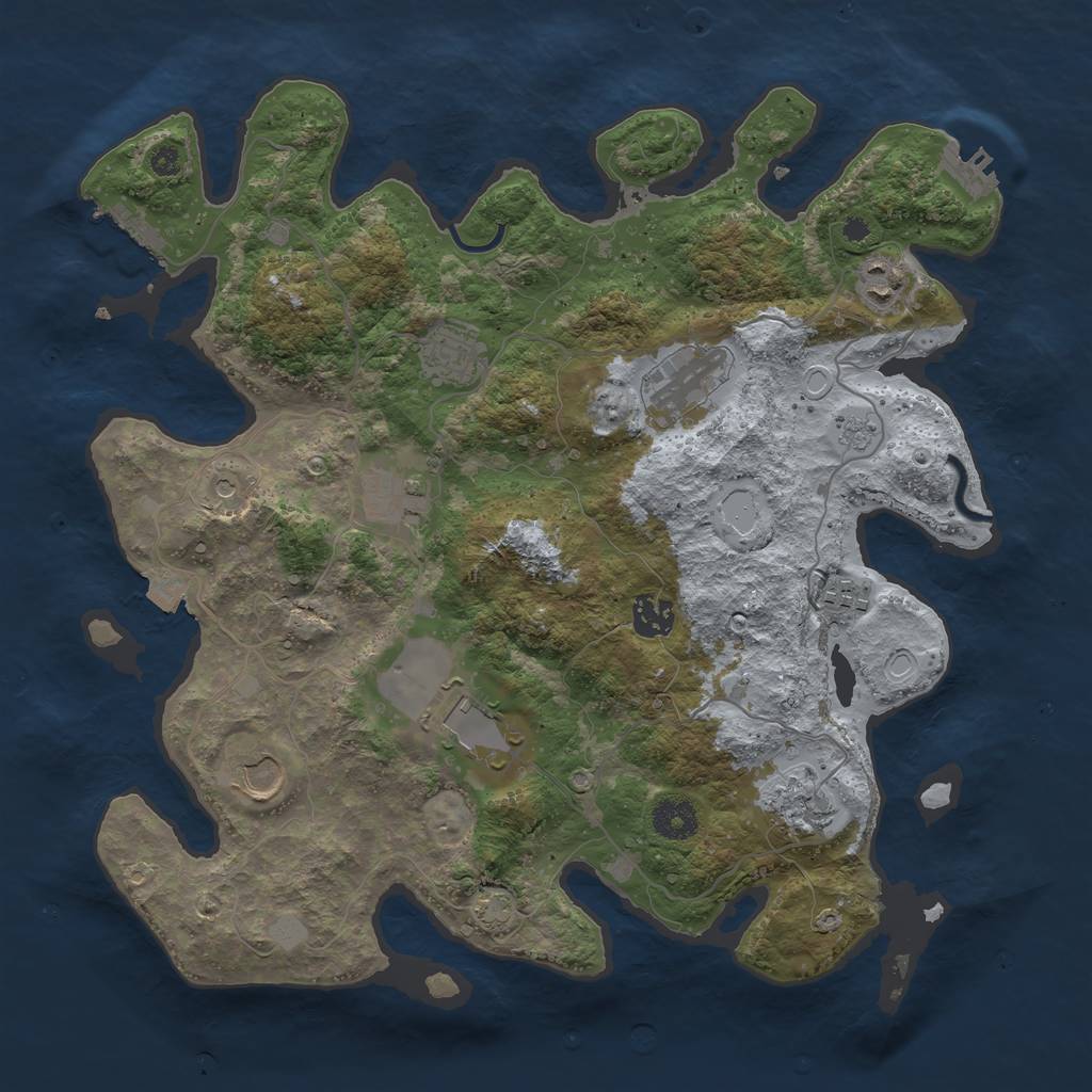 Rust Map: Procedural Map, Size: 3700, Seed: 1206985802, 17 Monuments