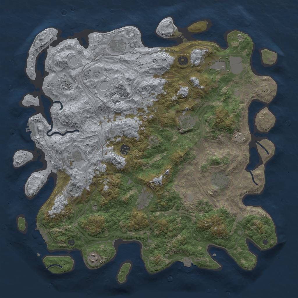 Rust Map: Procedural Map, Size: 4500, Seed: 1509654138, 18 Monuments