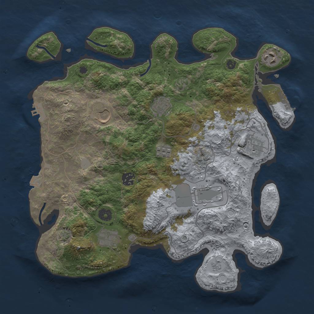 Rust Map: Procedural Map, Size: 3500, Seed: 633365305, 15 Monuments