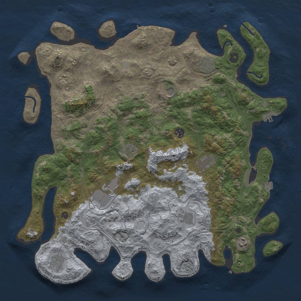 Rust Map: Procedural Map, Size: 4500, Seed: 2526, 19 Monuments