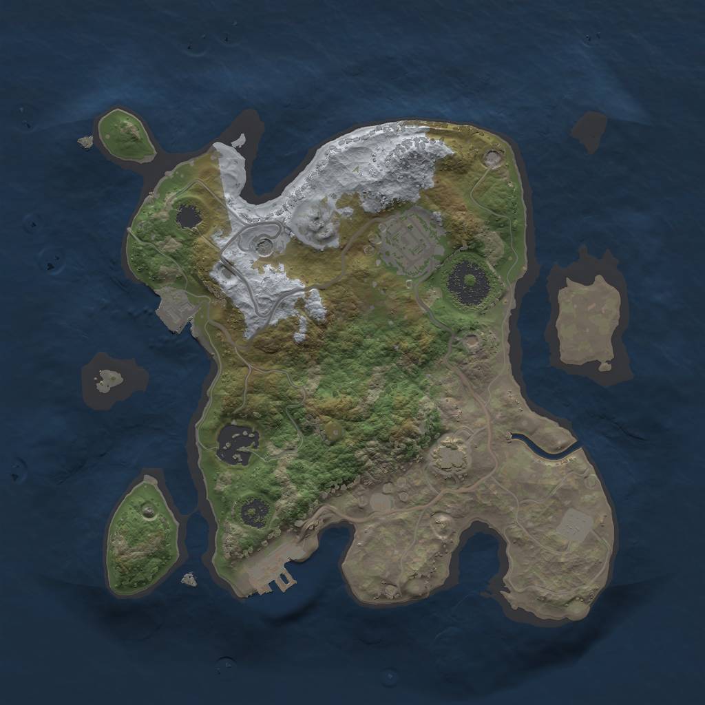 Rust Map: Procedural Map, Size: 2500, Seed: 94339530, 8 Monuments