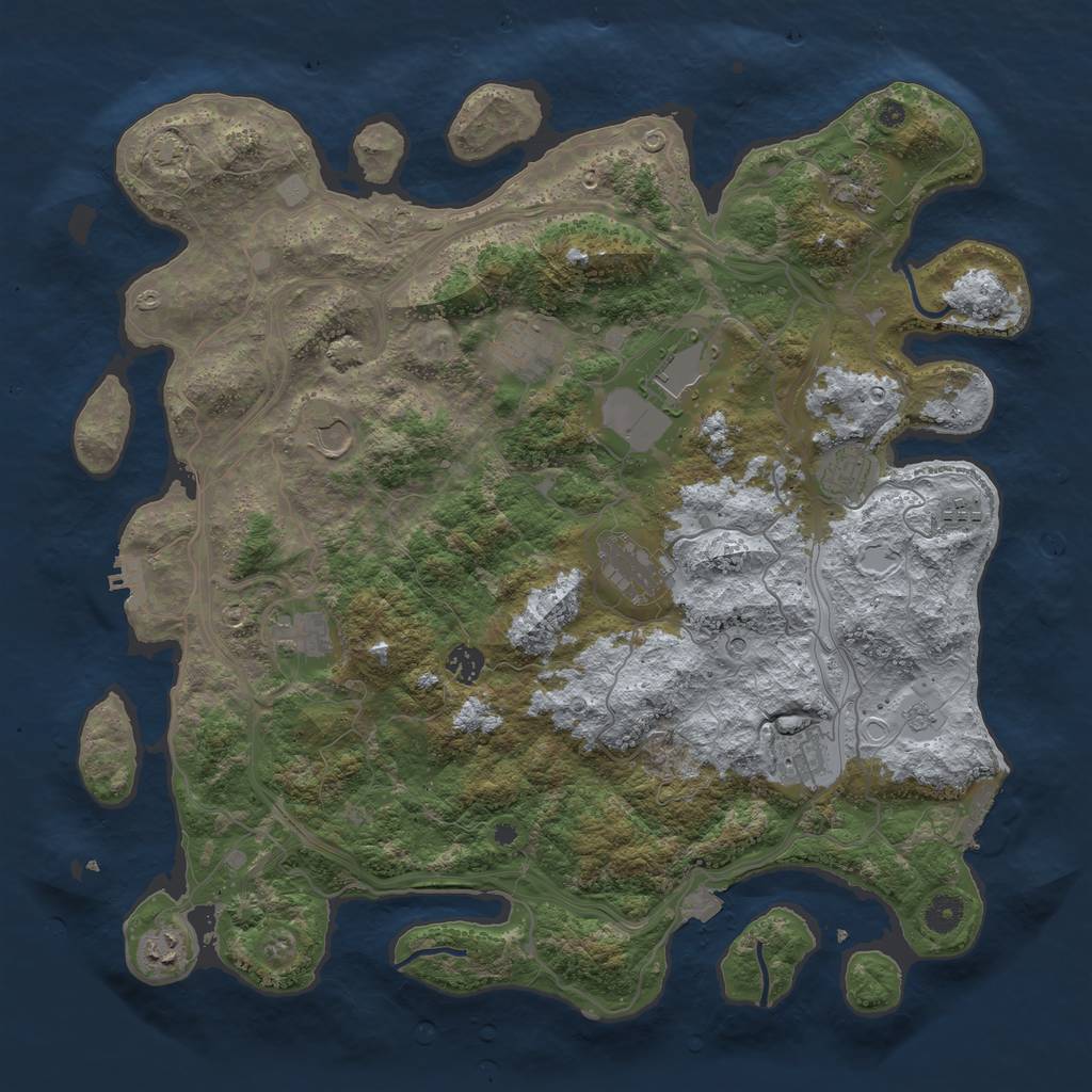 Rust Map: Procedural Map, Size: 4300, Seed: 1373753860, 19 Monuments