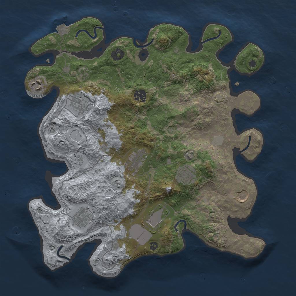 Rust Map: Procedural Map, Size: 3500, Seed: 1953070888, 14 Monuments