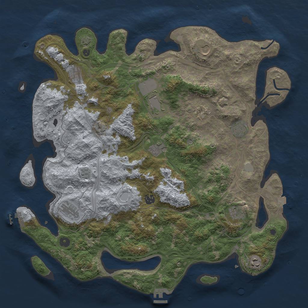 Rust Map: Procedural Map, Size: 4500, Seed: 1278880762, 19 Monuments