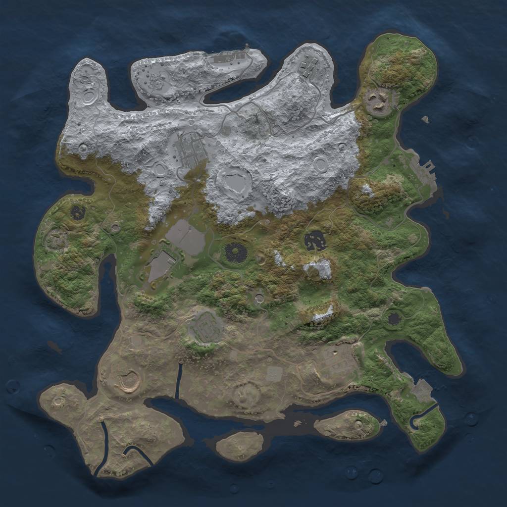 Rust Map: Procedural Map, Size: 3500, Seed: 85755536, 16 Monuments