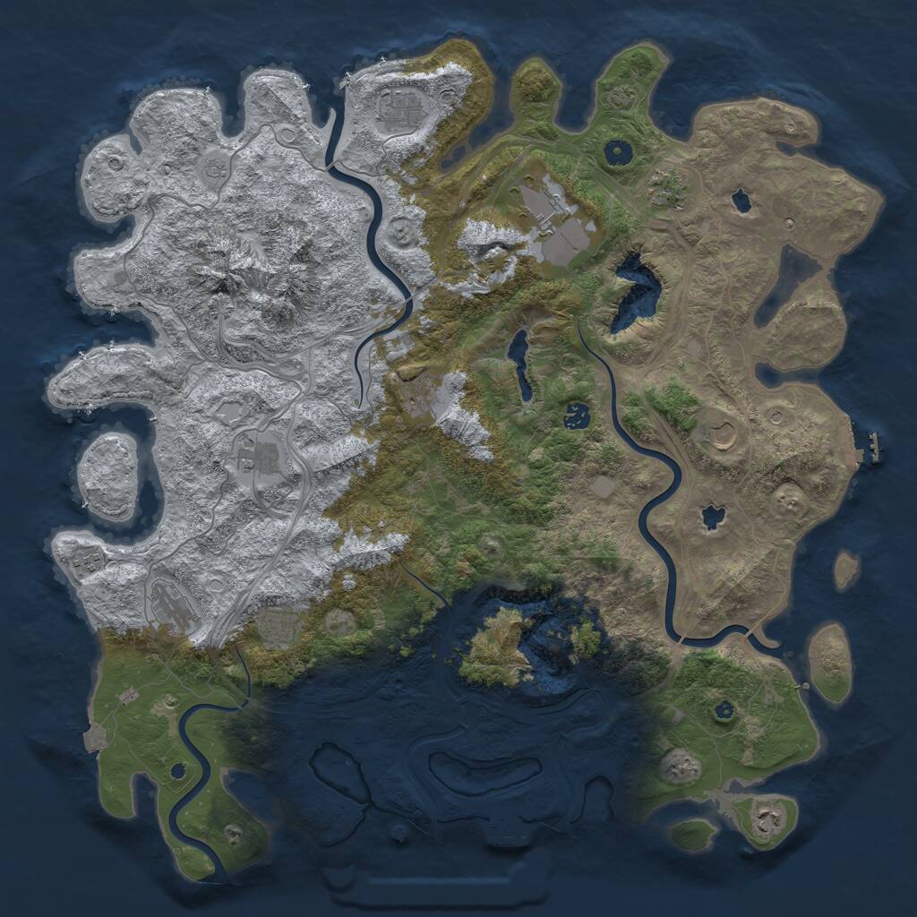 Rust Map: Procedural Map, Size: 5000, Seed: 1837430406, 17 Monuments