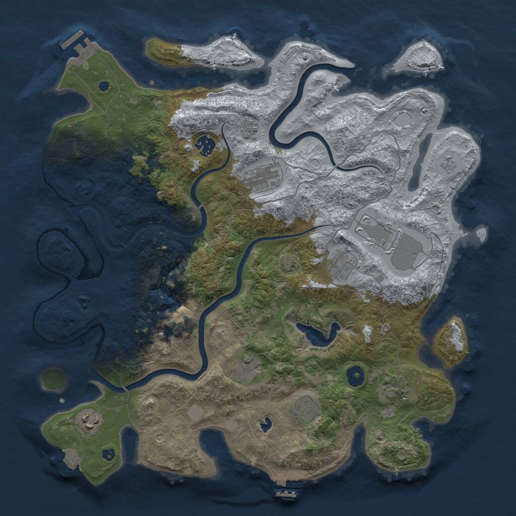 Rust Map: Procedural Map, Size: 4000, Seed: 24547, 15 Monuments