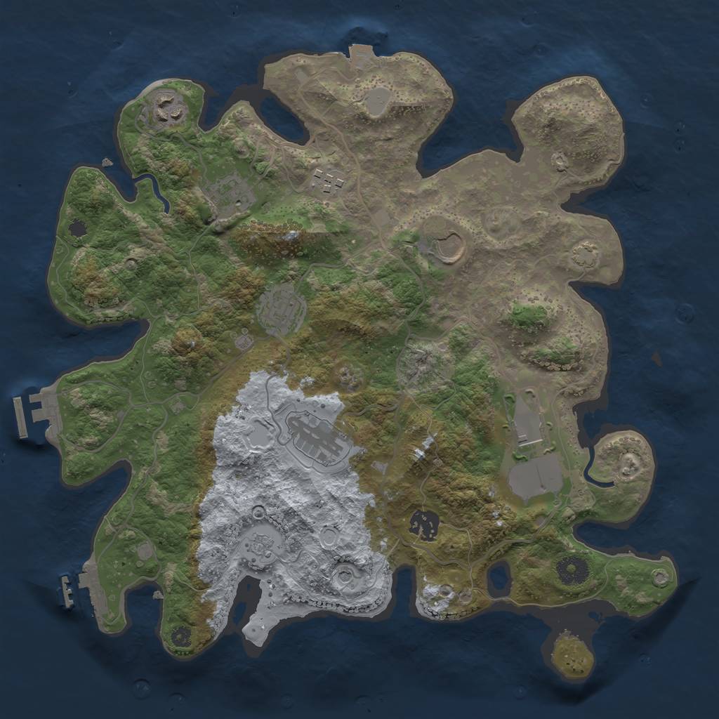 Rust Map: Procedural Map, Size: 3500, Seed: 1756255242, 16 Monuments