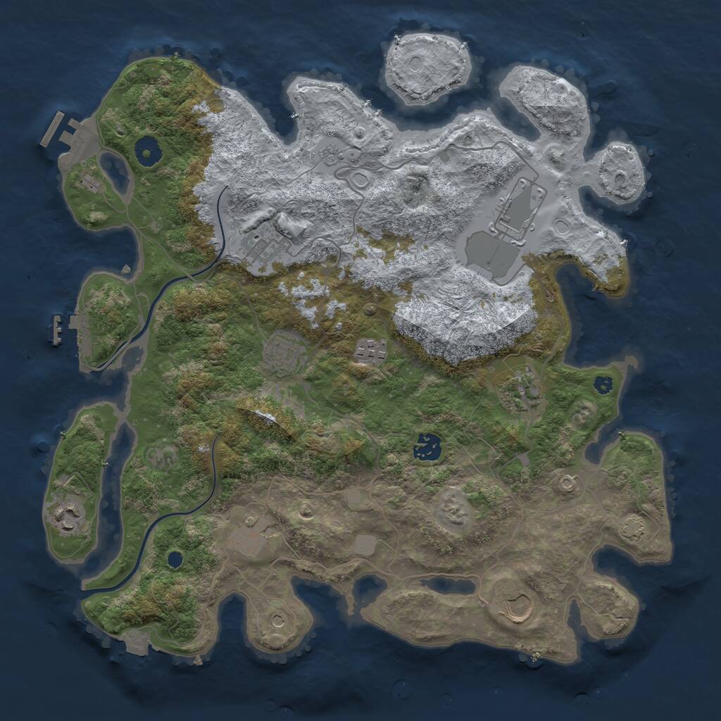 Rust Map: Procedural Map, Size: 3800, Seed: 1795092831, 15 Monuments